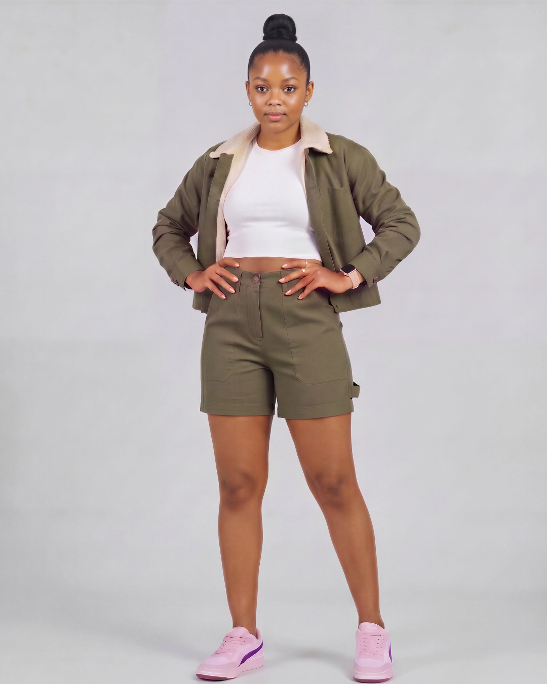Girls' Carpenter Utility Shorts + Sherpa-Lined Chore Jacket Set