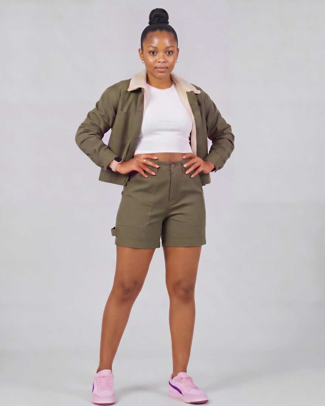 Girls' Carpenter Utility Shorts + Sherpa-Lined Chore Jacket Set