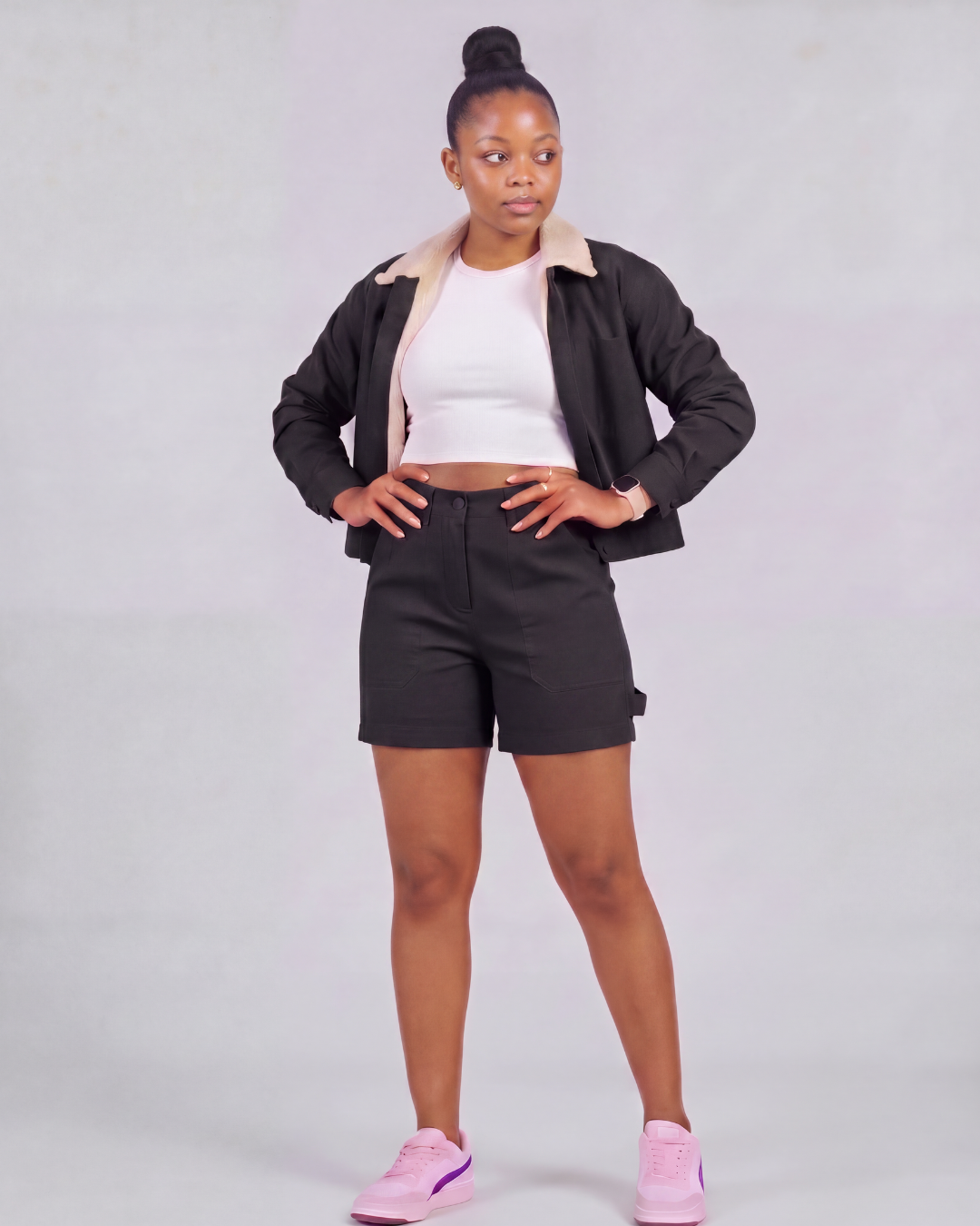 Girls' Carpenter Utility Shorts + Sherpa-Lined Chore Jacket Set