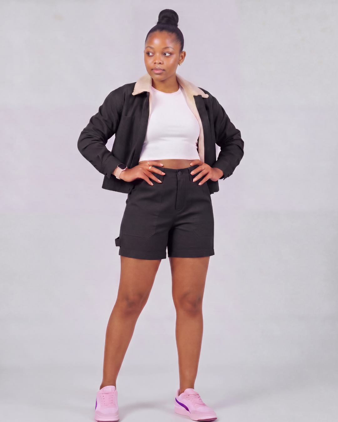 Girls' Carpenter Utility Shorts + Sherpa-Lined Chore Jacket Set