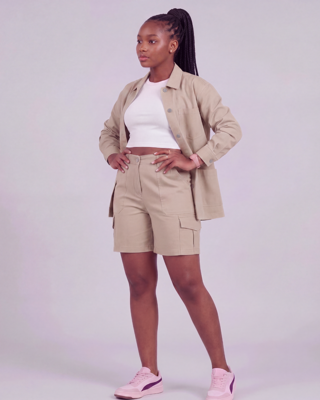 Girls' Relaxed Cargo Shorts + Chore Jacket Set