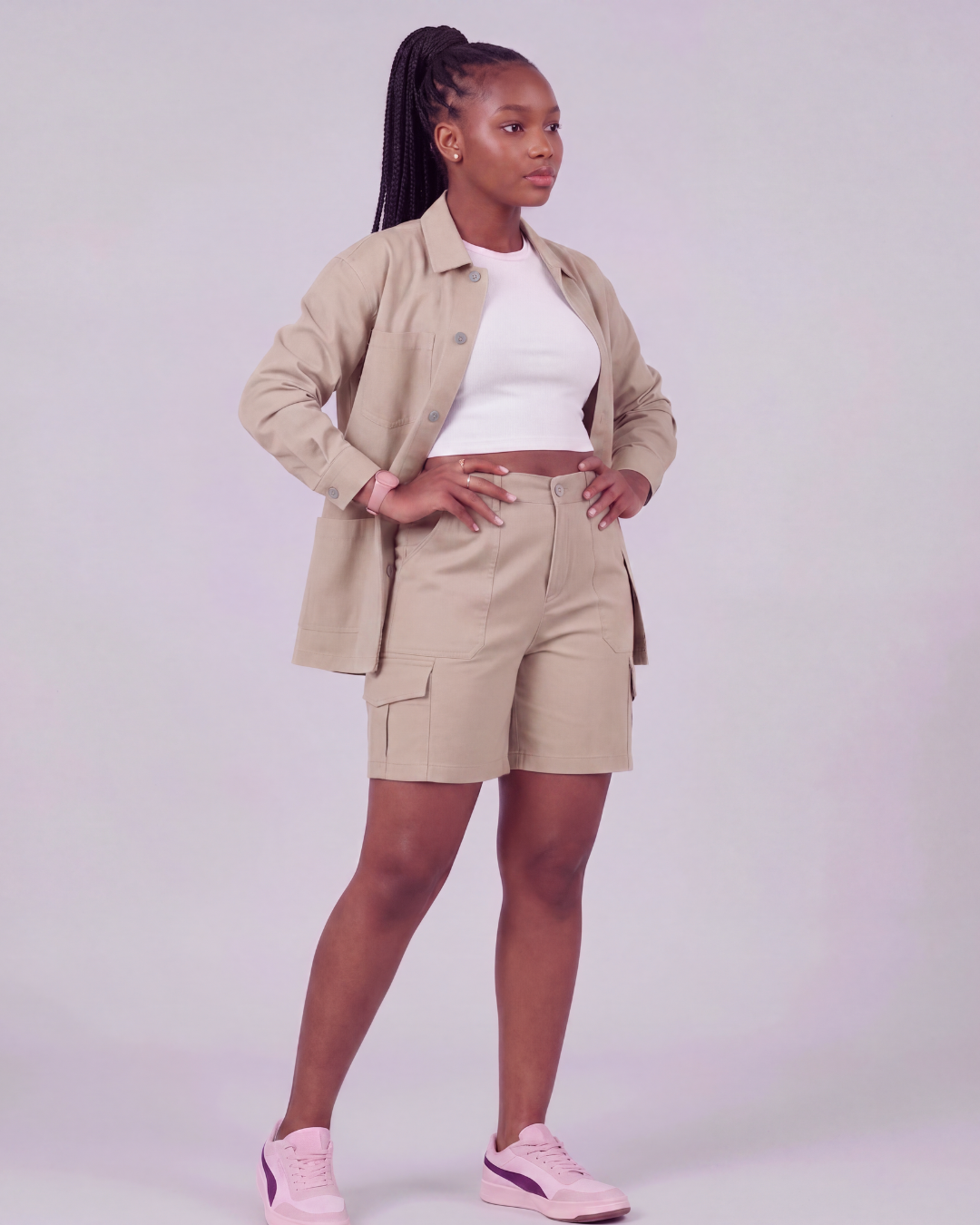 Girls' Relaxed Cargo Shorts + Chore Jacket Set