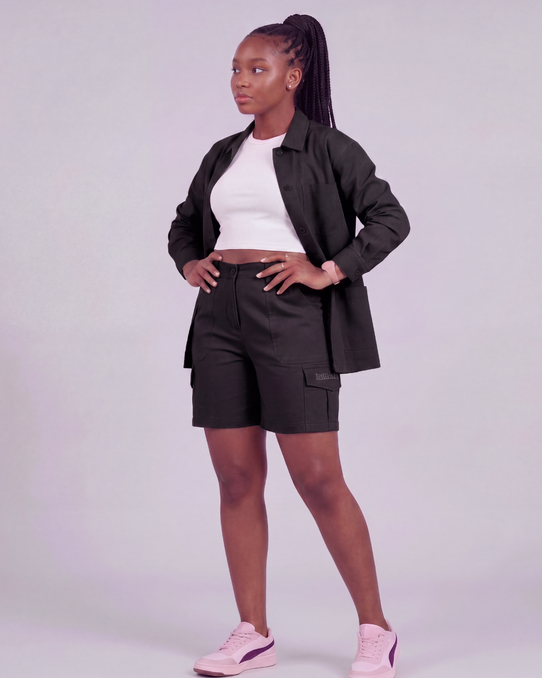 Girls' Relaxed Cargo Shorts + Chore Jacket Set