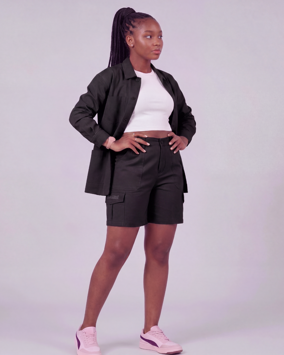 Girls' Relaxed Cargo Shorts + Chore Jacket Set
