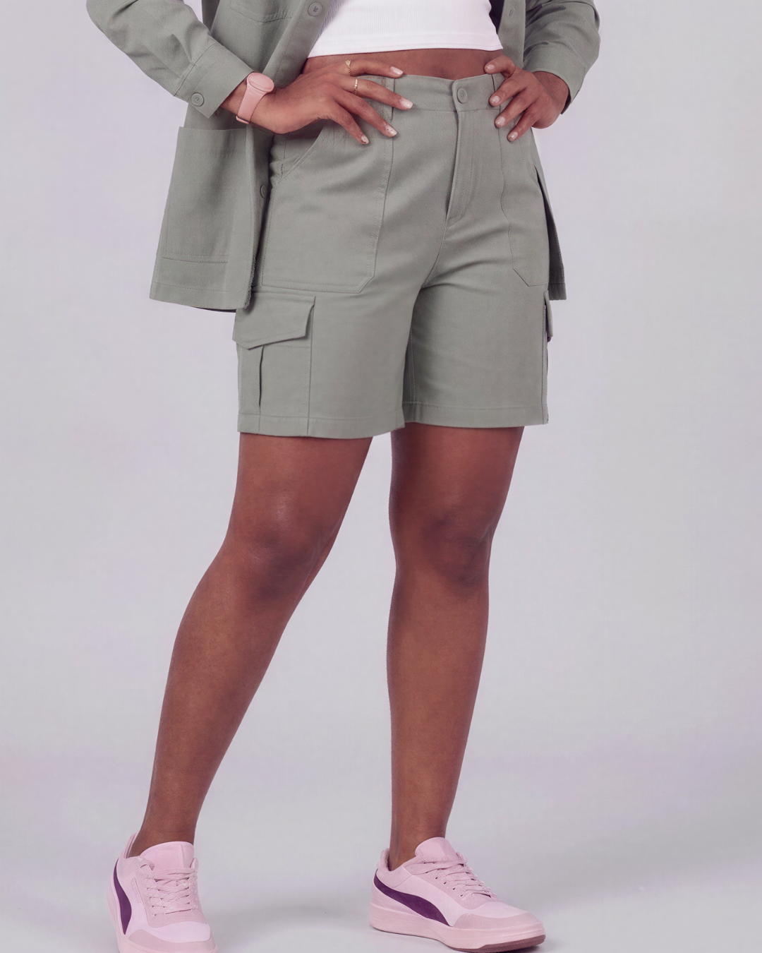 Girls' Relaxed Cargo Shorts + Chore Jacket Set