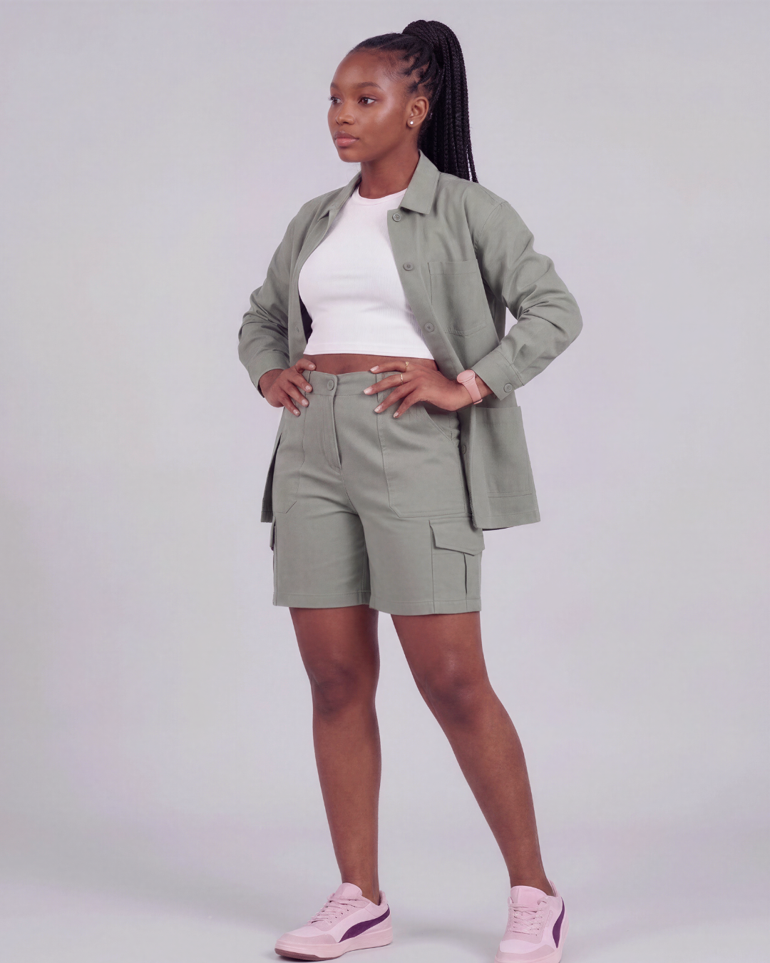 Girls' Relaxed Cargo Shorts + Chore Jacket Set