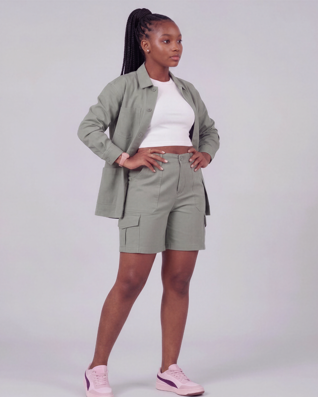 Girls' Relaxed Cargo Shorts + Chore Jacket Set