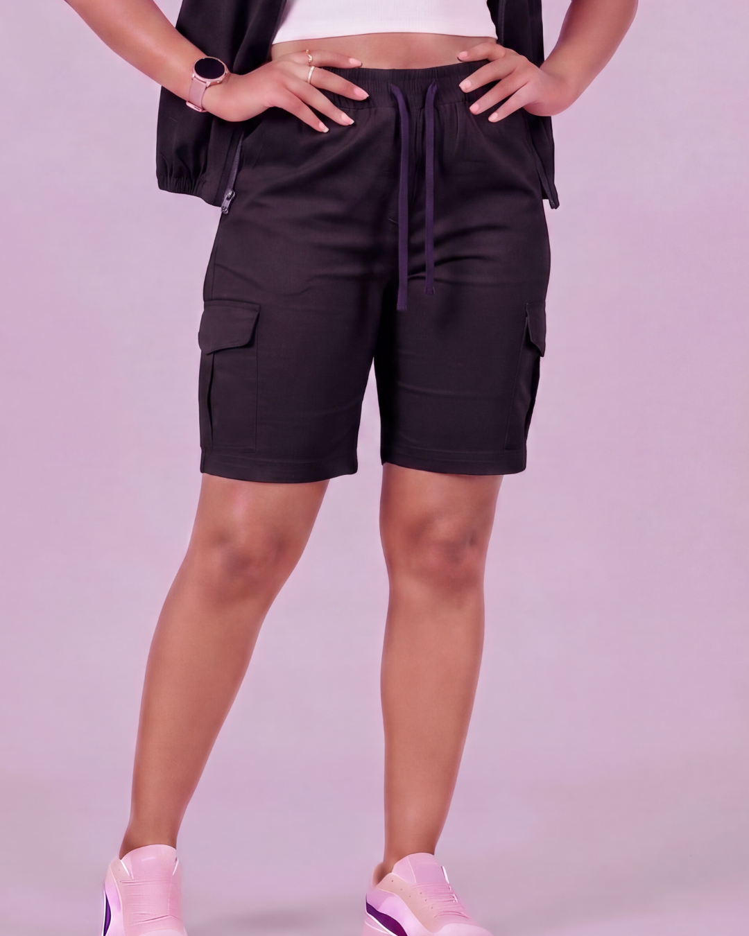 Girls' Tapered Cargo Shorts + Twill Vest Set