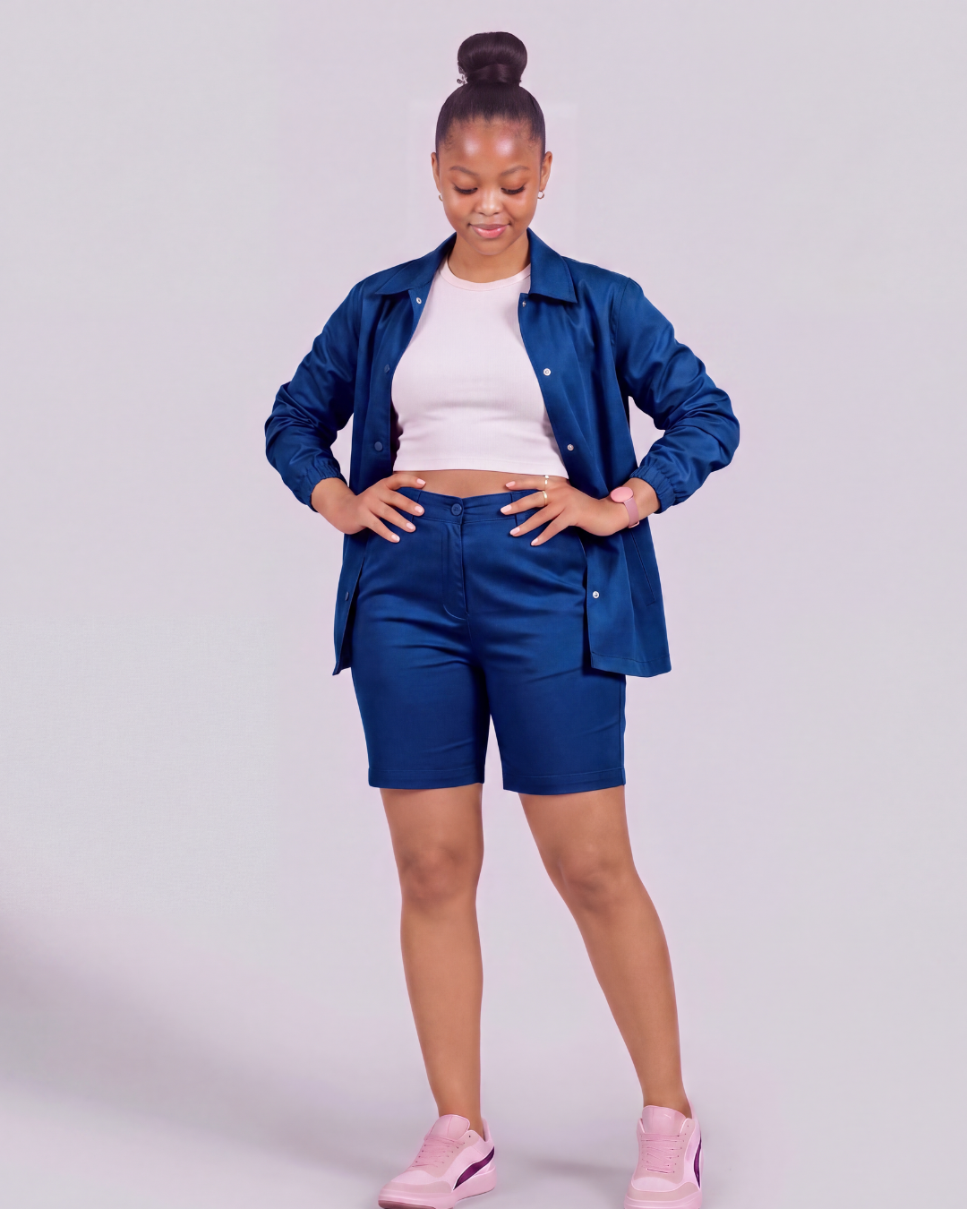 Girls' Classic Chino Shorts + Coach Jacket Set