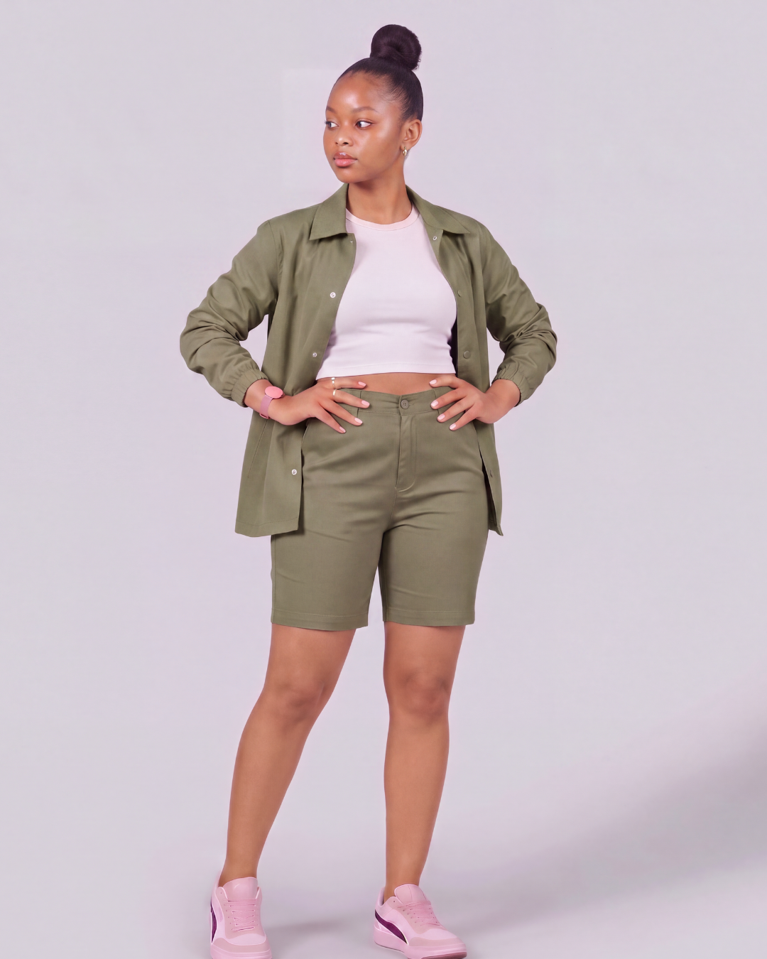 Girls' Classic Chino Shorts + Coach Jacket Set