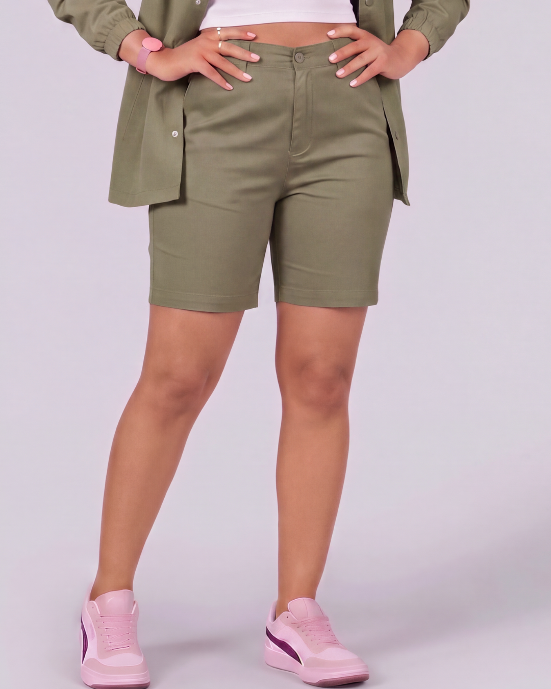 Girls' Classic Chino Shorts + Coach Jacket Set