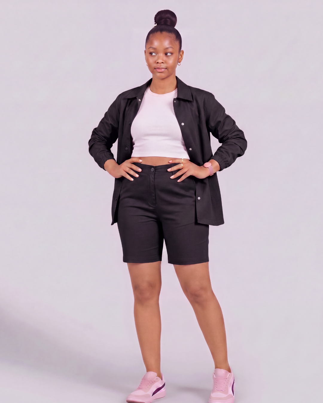 Girls' Classic Chino Shorts + Coach Jacket Set