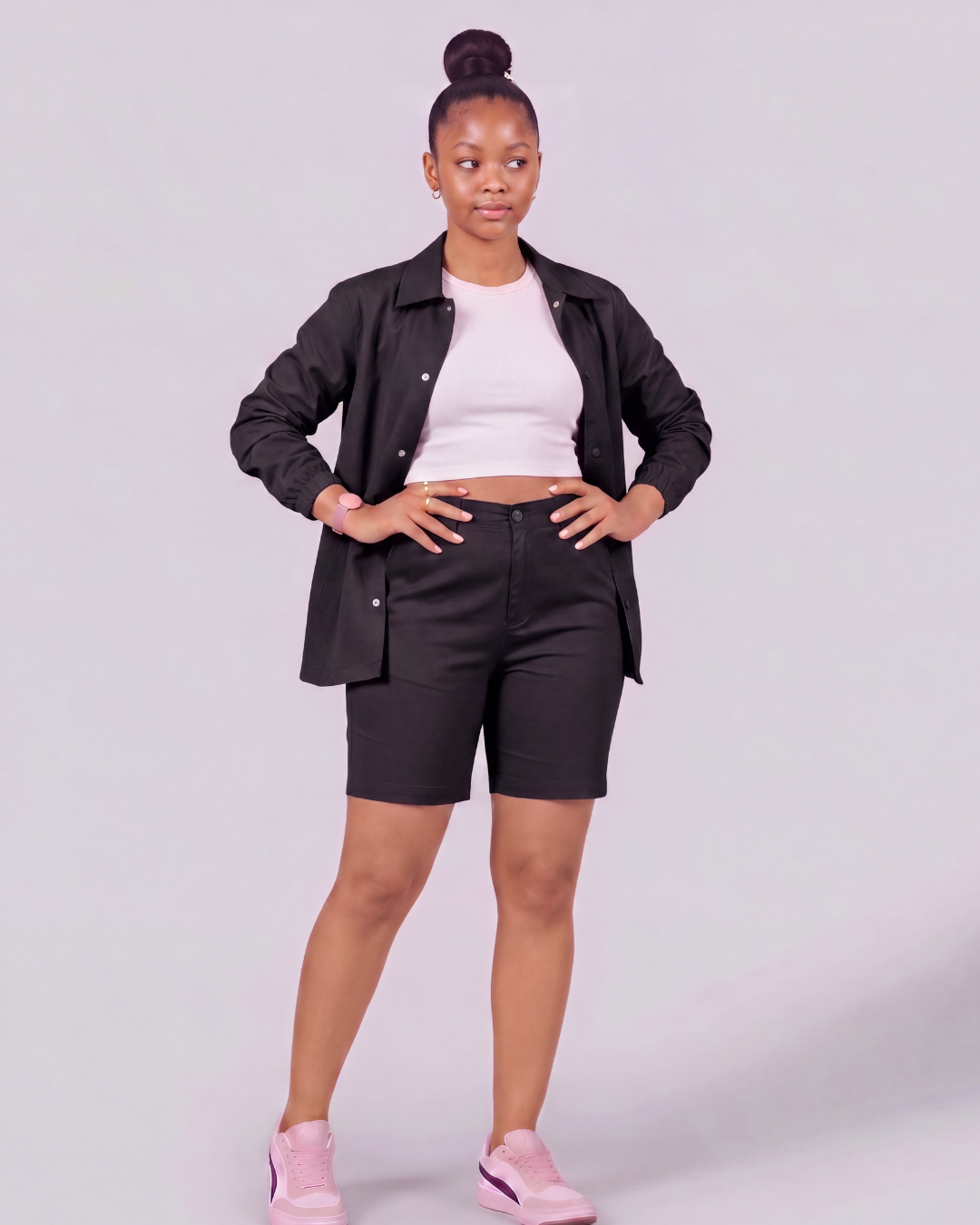 Girls' Classic Chino Shorts + Coach Jacket Set