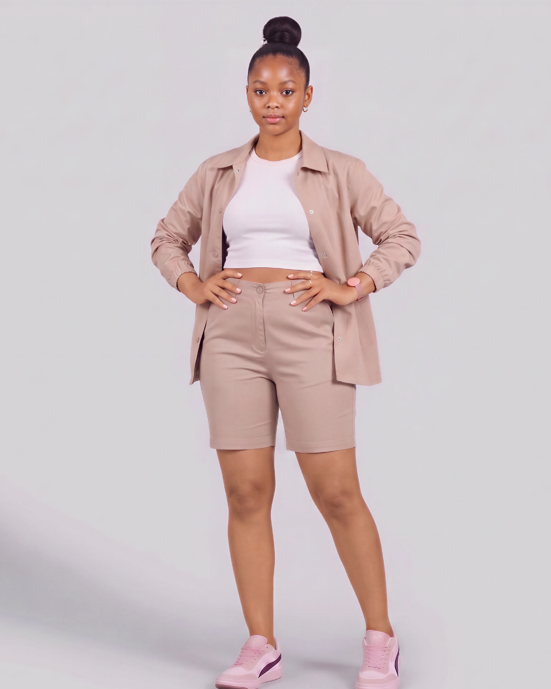 Girls' Classic Chino Shorts + Coach Jacket Set