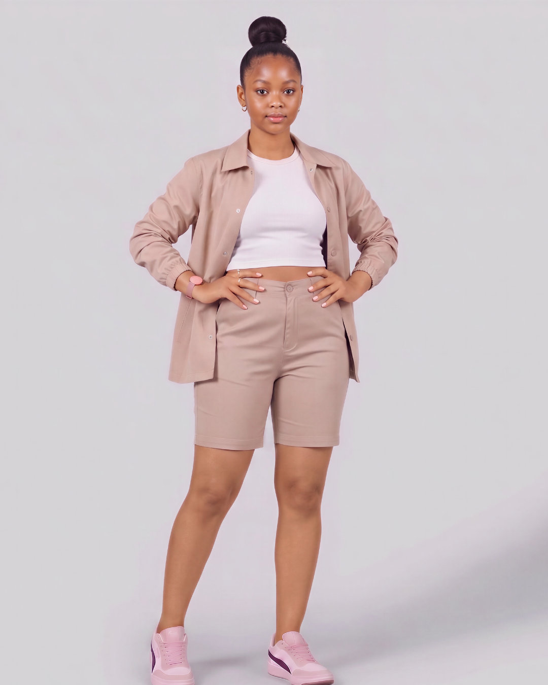 Girls' Classic Chino Shorts + Coach Jacket Set