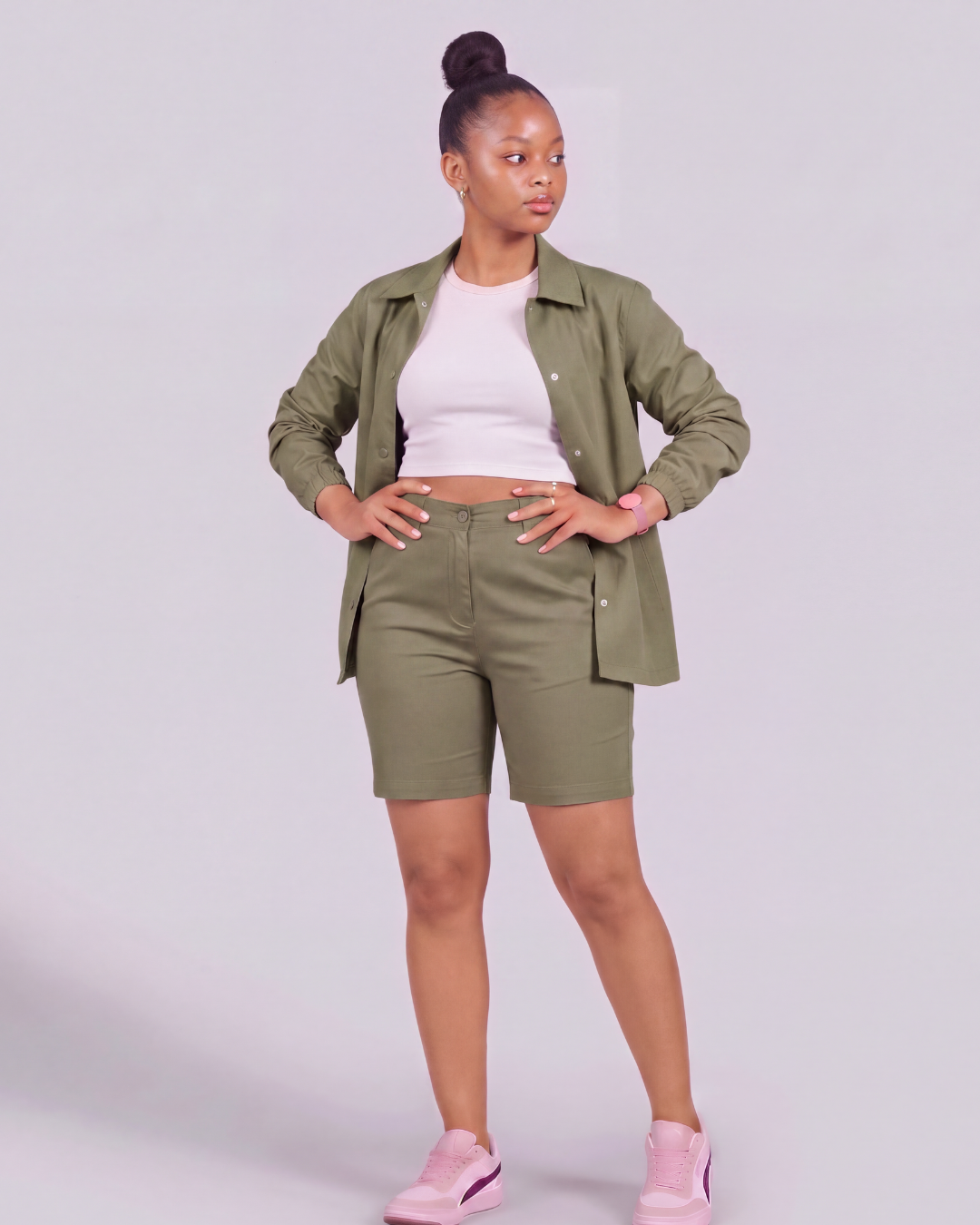 Girls' Classic Chino Shorts + Coach Jacket Set