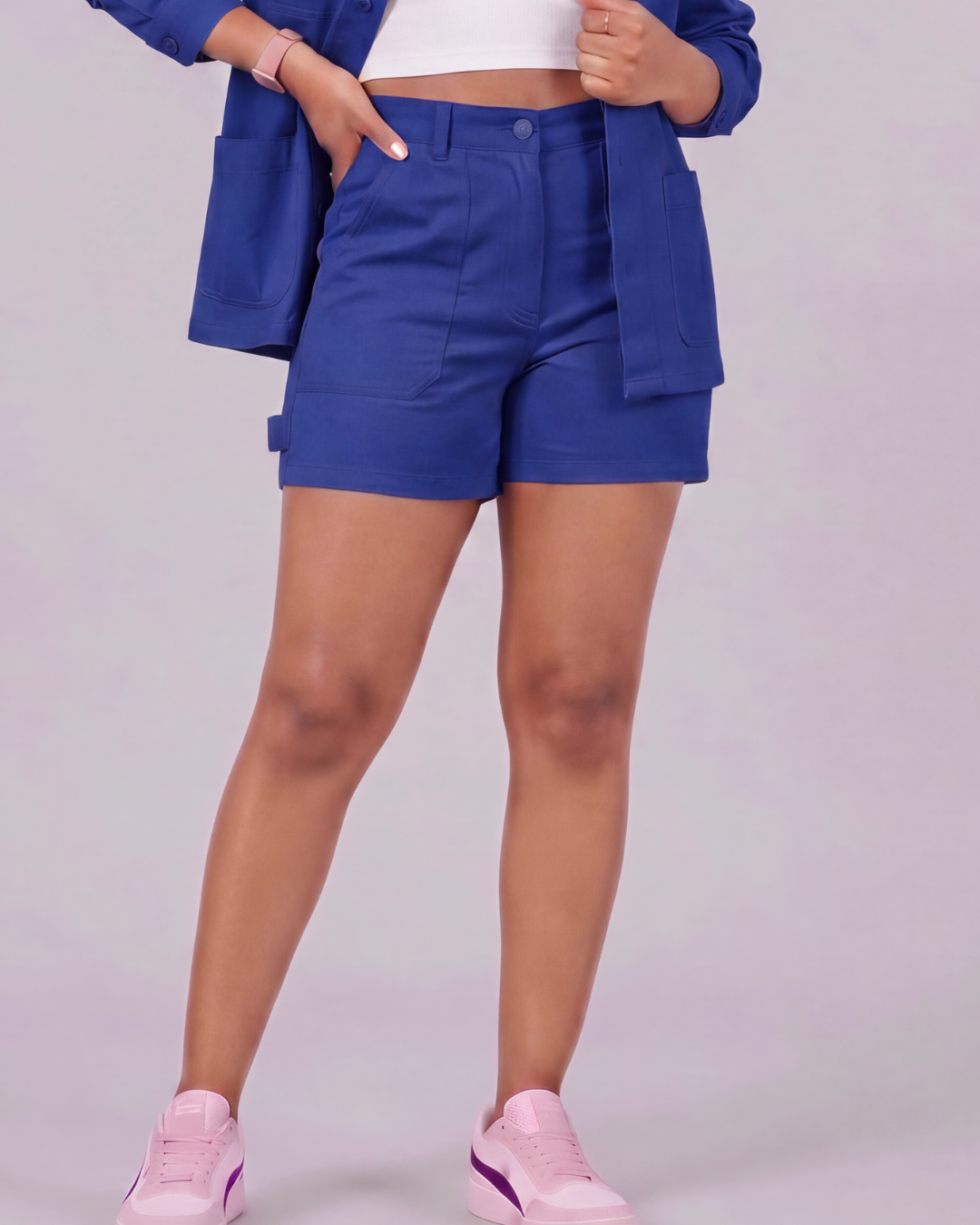Girls' Carpenter Utility Shorts + Four-Pocket Utility Overshirt Set