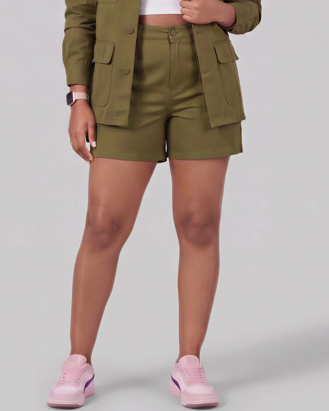 Girls' Carpenter Utility Shorts + Four-Pocket Utility Overshirt Set