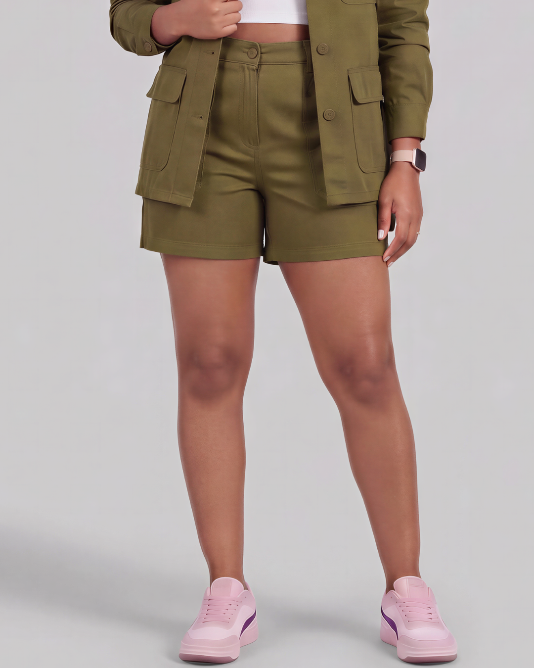 Girls' Carpenter Utility Shorts + Four-Pocket Utility Overshirt Set