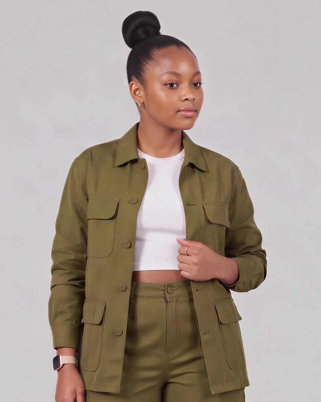 Girls' Carpenter Utility Shorts + Four-Pocket Utility Overshirt Set