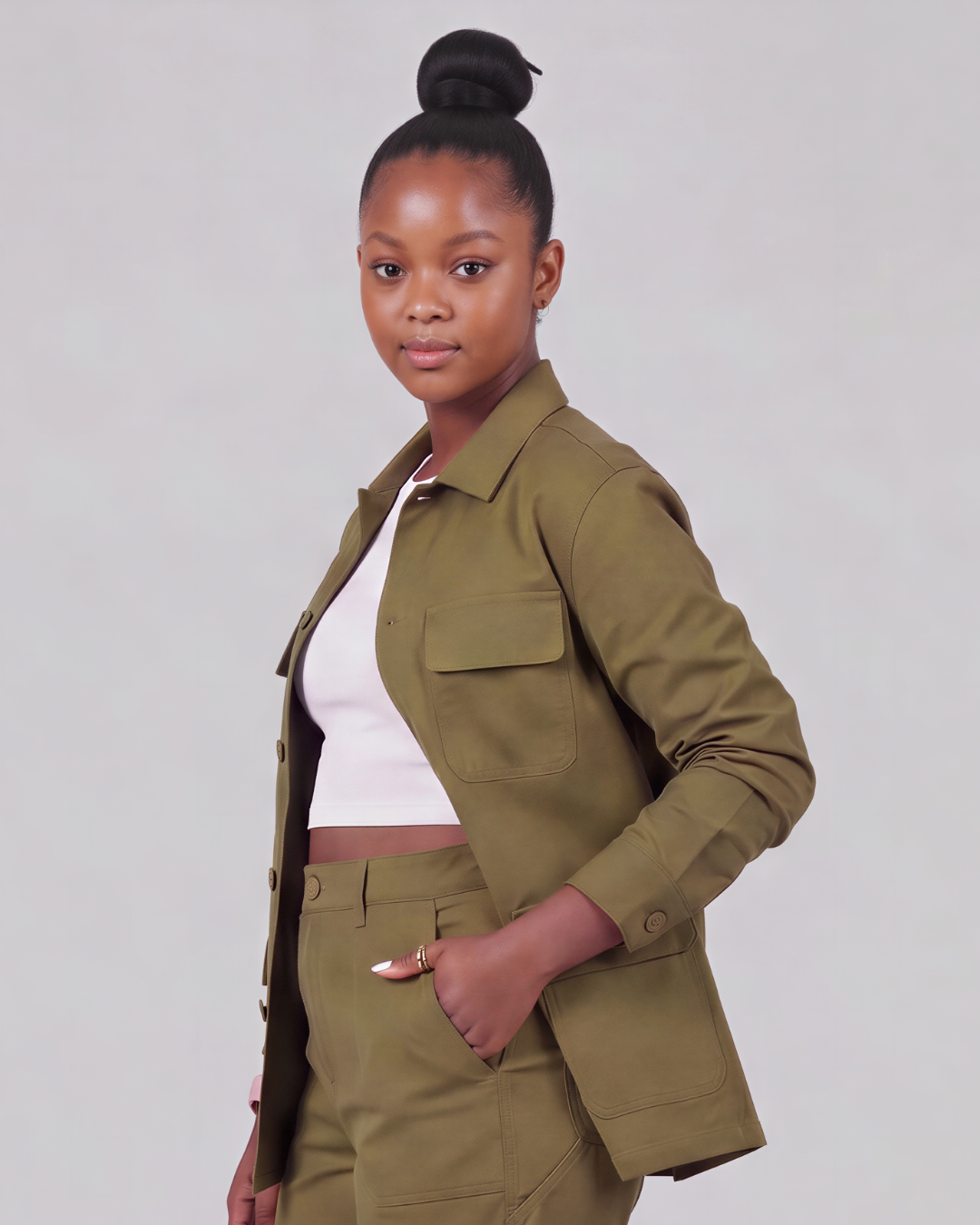 Girls' Carpenter Utility Shorts + Four-Pocket Utility Overshirt Set
