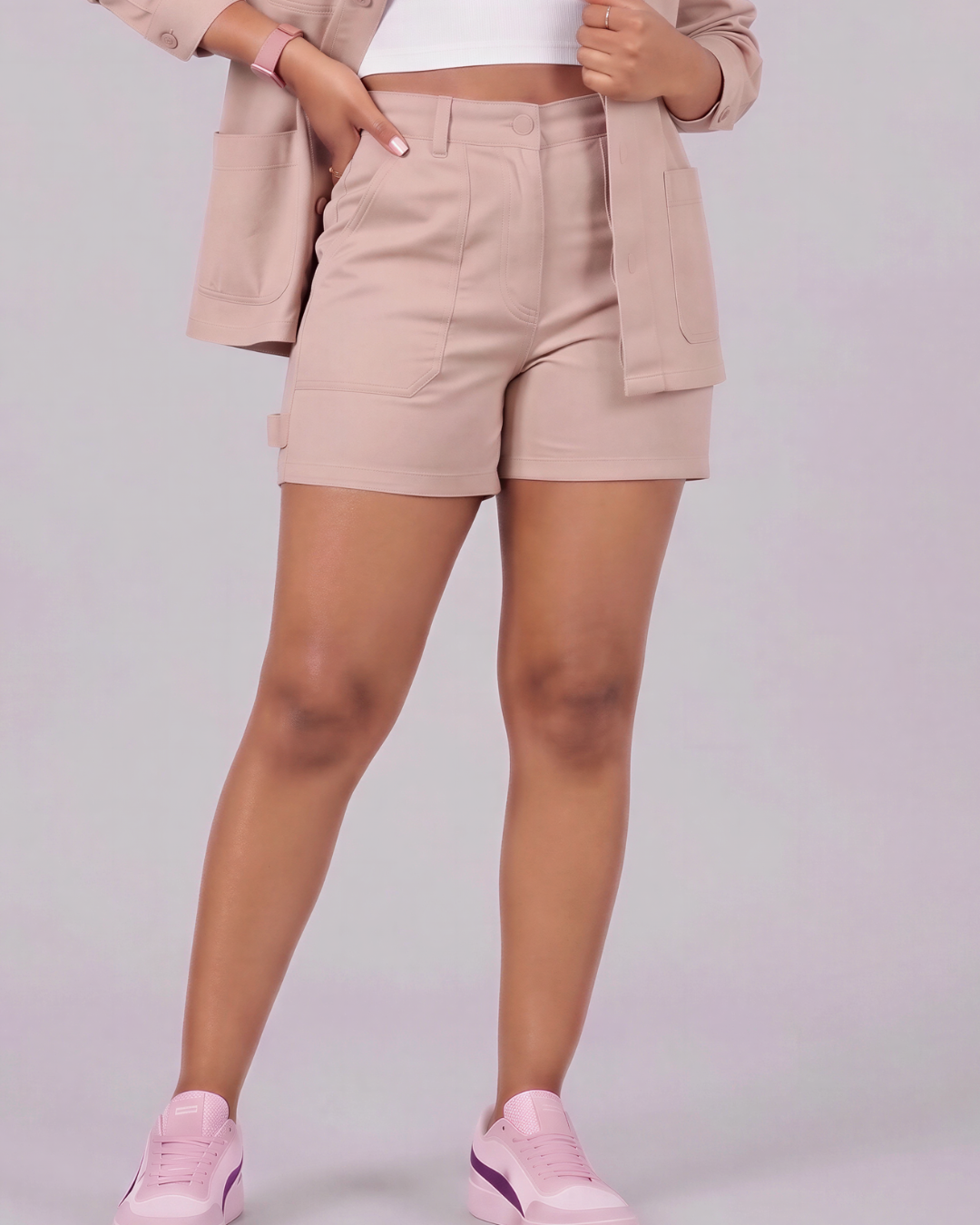 Girls' Carpenter Utility Shorts + Four-Pocket Utility Overshirt Set