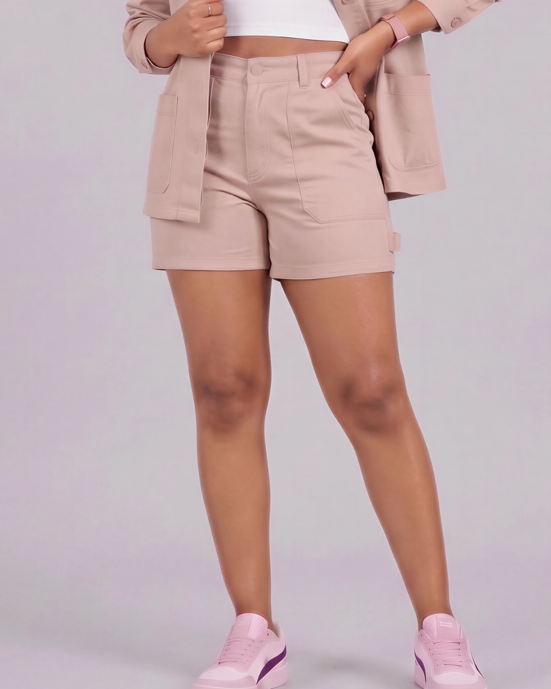 Girls' Carpenter Utility Shorts + Four-Pocket Utility Overshirt Set