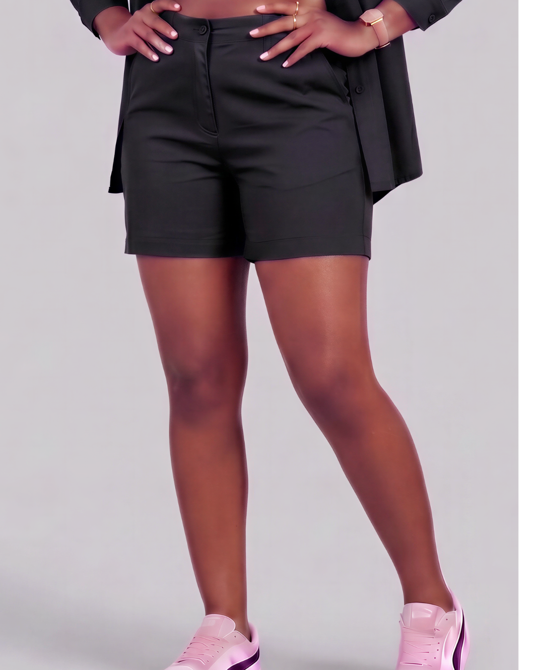 Girls' Classic Chino Shorts + Classic Long-Sleeve Overshirt Set