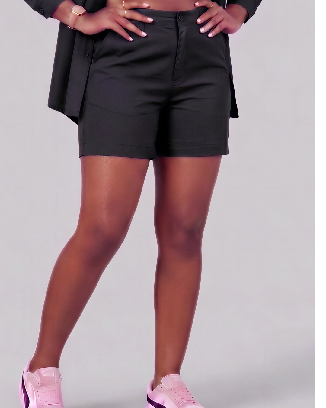 Girls' Classic Chino Shorts + Classic Long-Sleeve Overshirt Set
