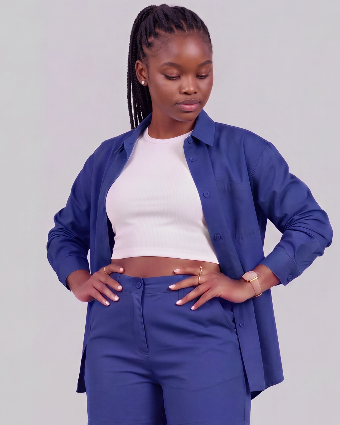 Girls' Classic Chino Shorts + Classic Long-Sleeve Overshirt Set