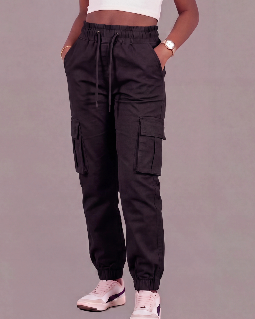 Girls’ Cotton Twill Cargo Pants — Tapered Fit