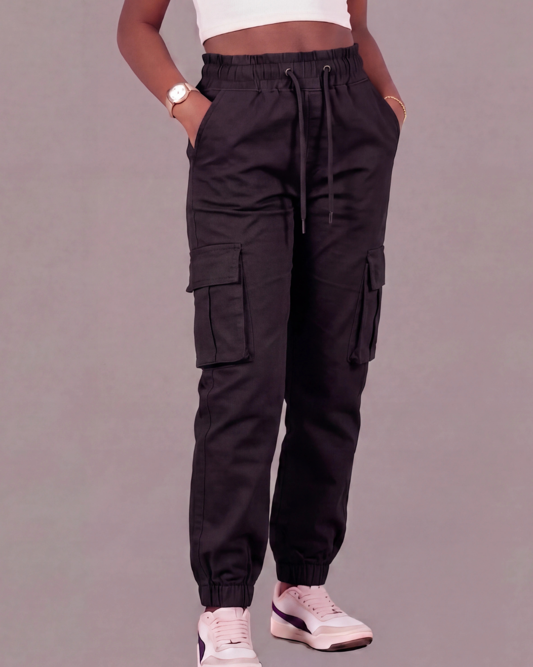 Girls’ Cotton Twill Cargo Pants — Tapered Fit