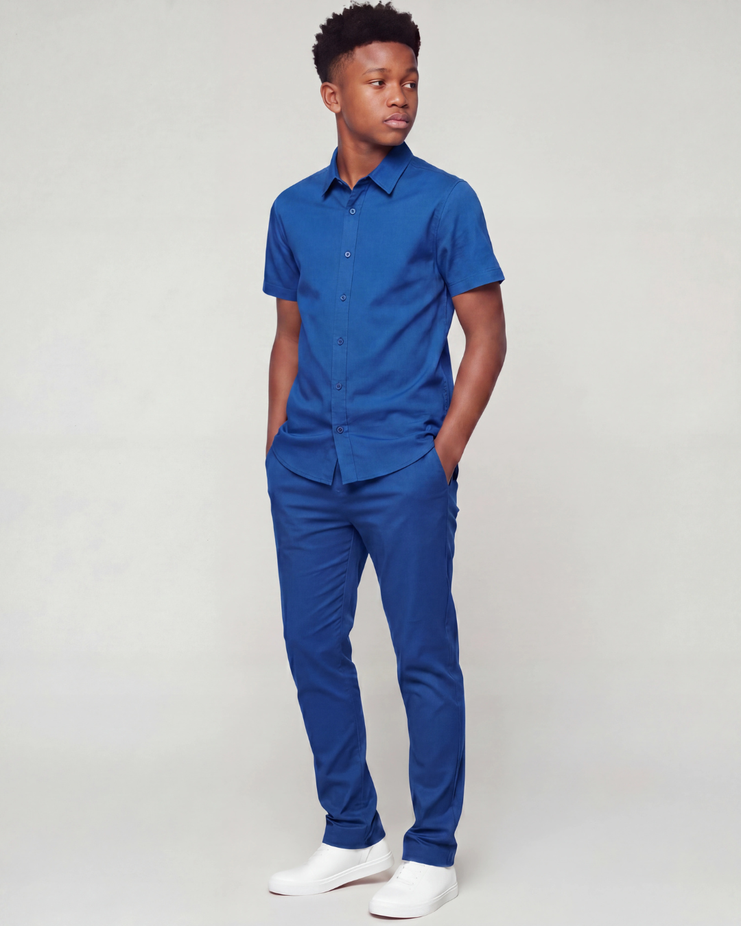 Boys' Drawstring Chino Pants + Short-Sleeve Overshirt Set