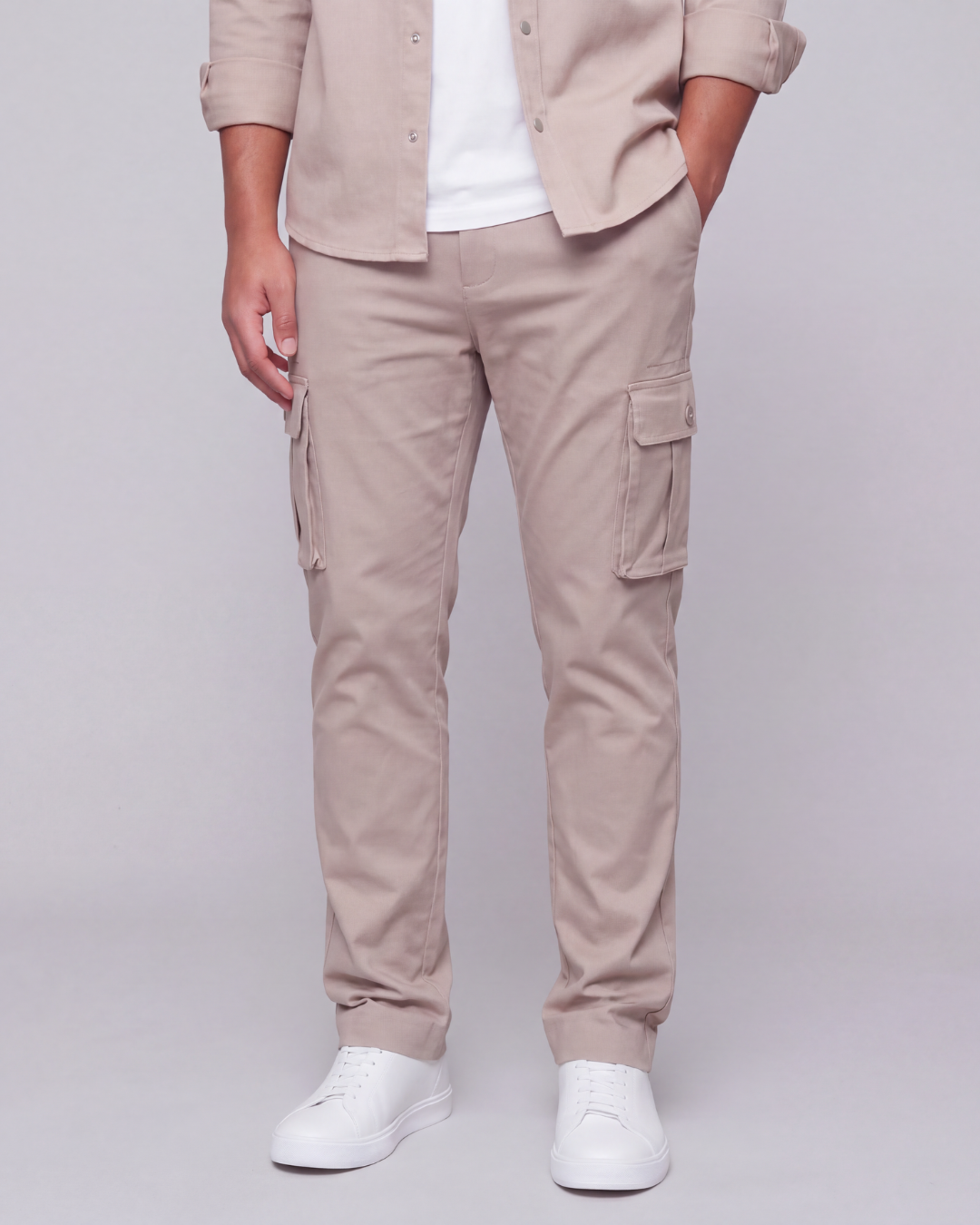 Boys' Relaxed Cargo Pants + Snap-Button Overshirt Set