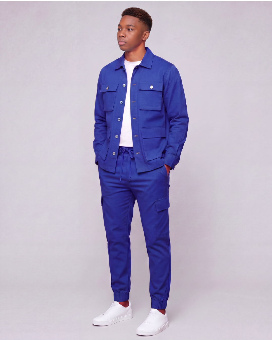 Boys' Cotton Twill Cargo Pants — Tapered Fit + Long-Line Overshirt Set
