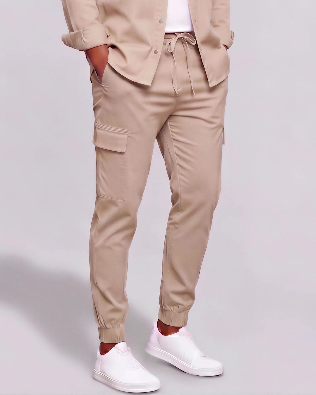 Boys' Cotton Twill Cargo Pants — Tapered Fit + Long-Line Overshirt Set