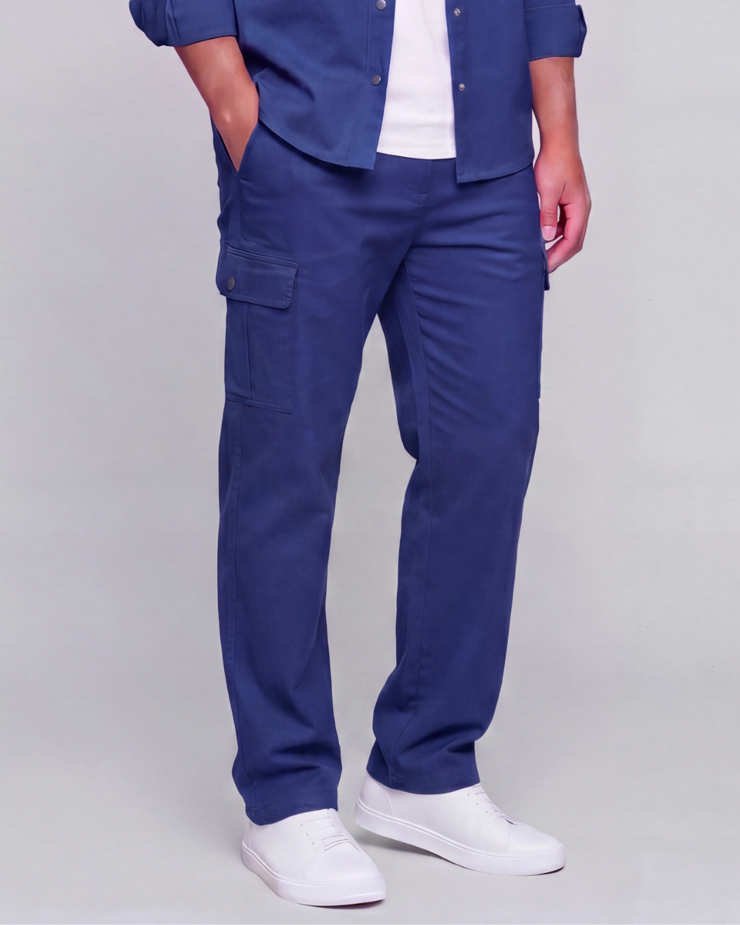 Men's Relaxed Cargo Pants + Snap-Button Overshirt Set