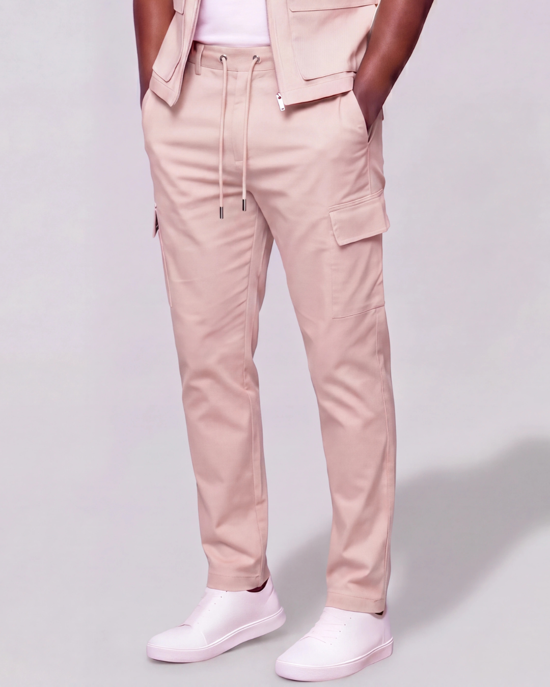 Men's Cotton Twill Cargo Tapered Pants + Twill Vest Set