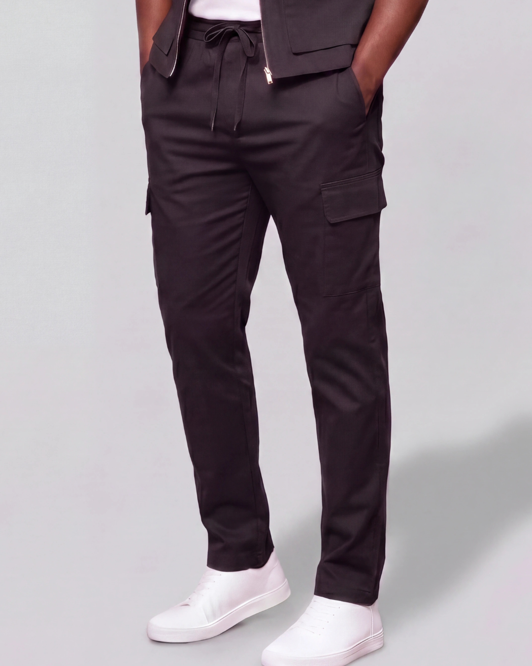 Men's Cotton Twill Cargo Tapered Pants + Twill Vest Set