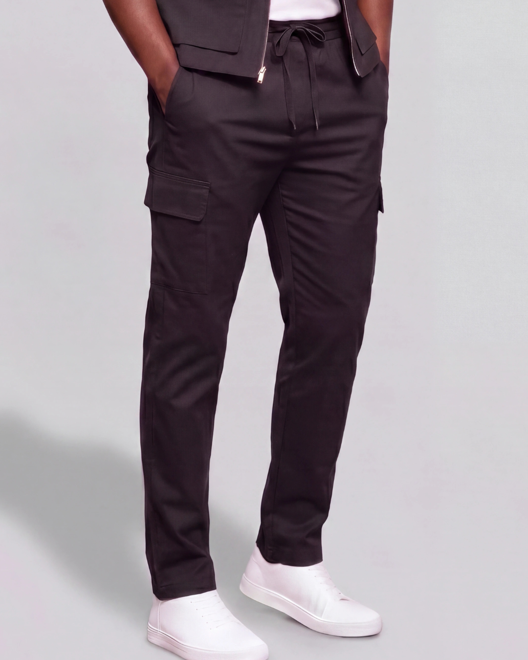 Men's Cotton Twill Cargo Tapered Pants + Twill Vest Set