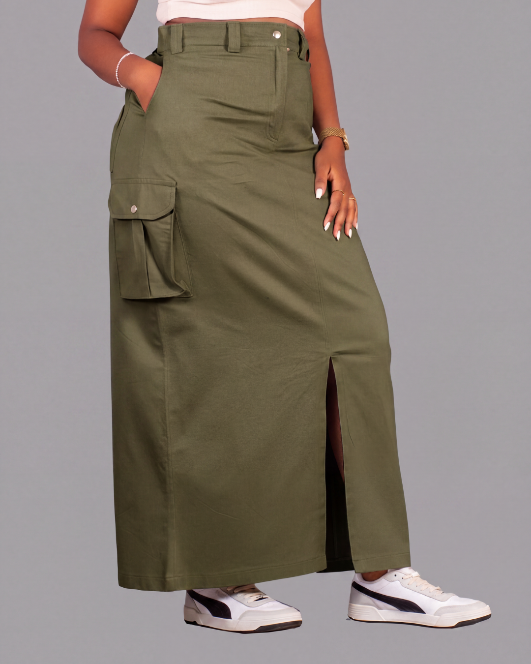 Women's A-Line Cargo Maxi Skirt
