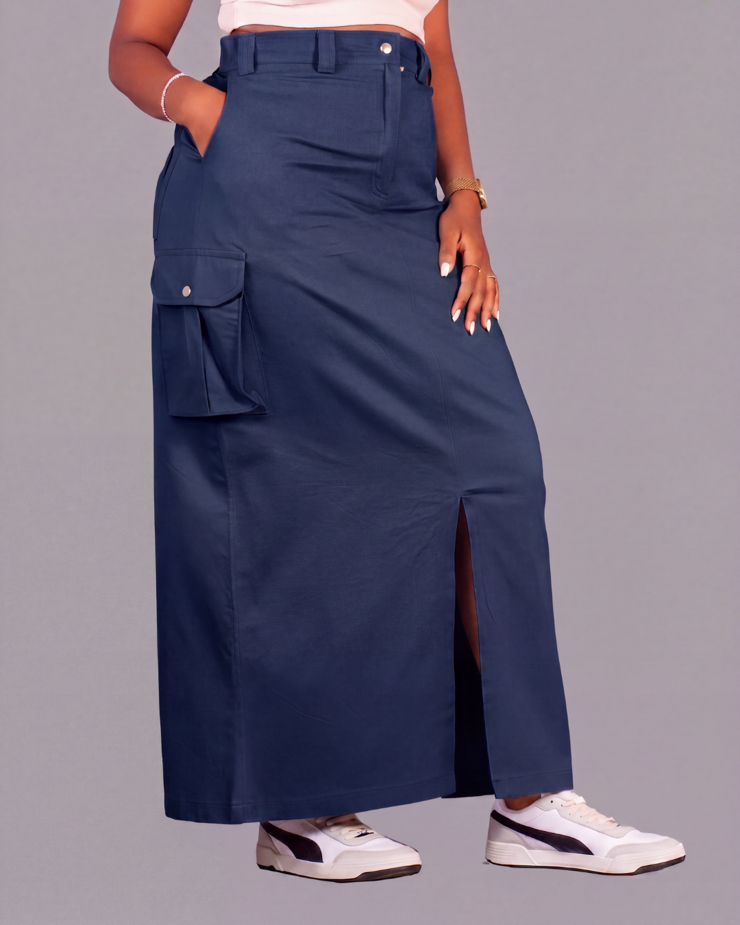 Women's A-Line Cargo Maxi Skirt