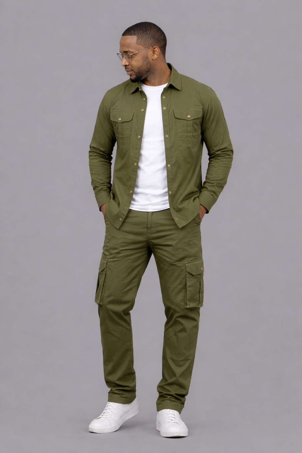 Cotton Twill Shirt &amp; Cargo Pants Set