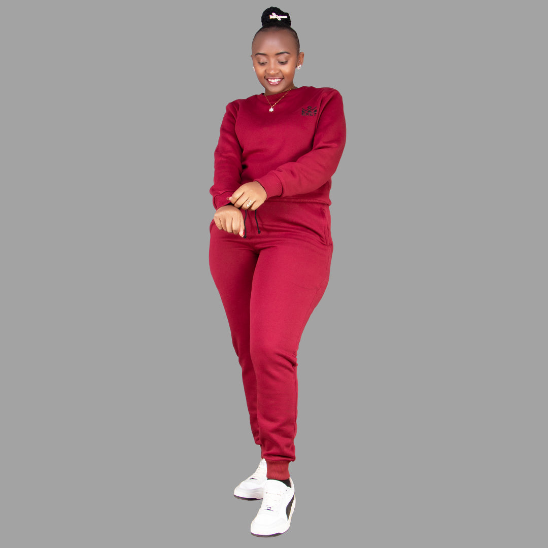 Women's Maroon Sweatshirt Set