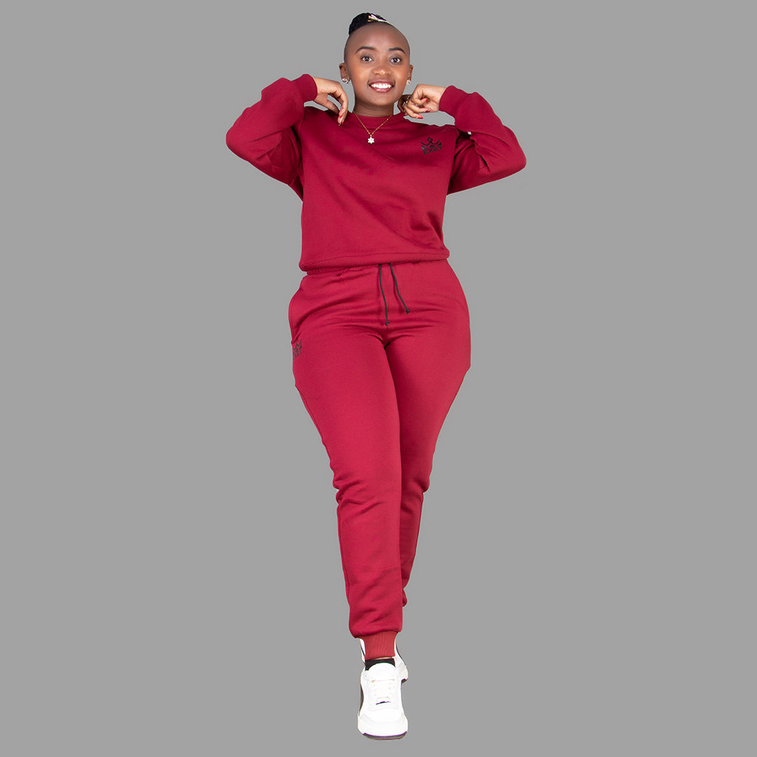 Women's Maroon Sweatshirt Set