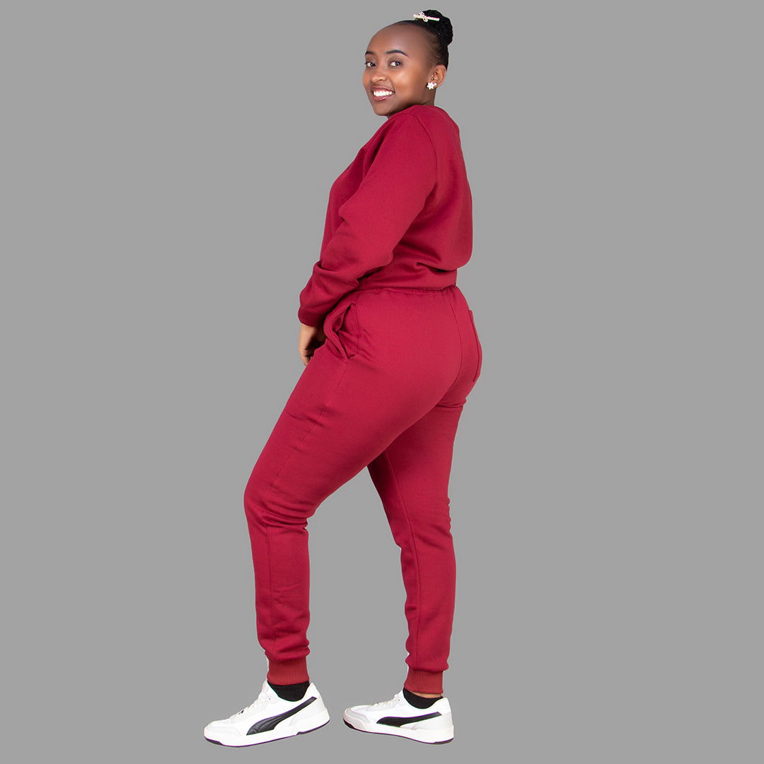 Women's Maroon Sweatshirt Set