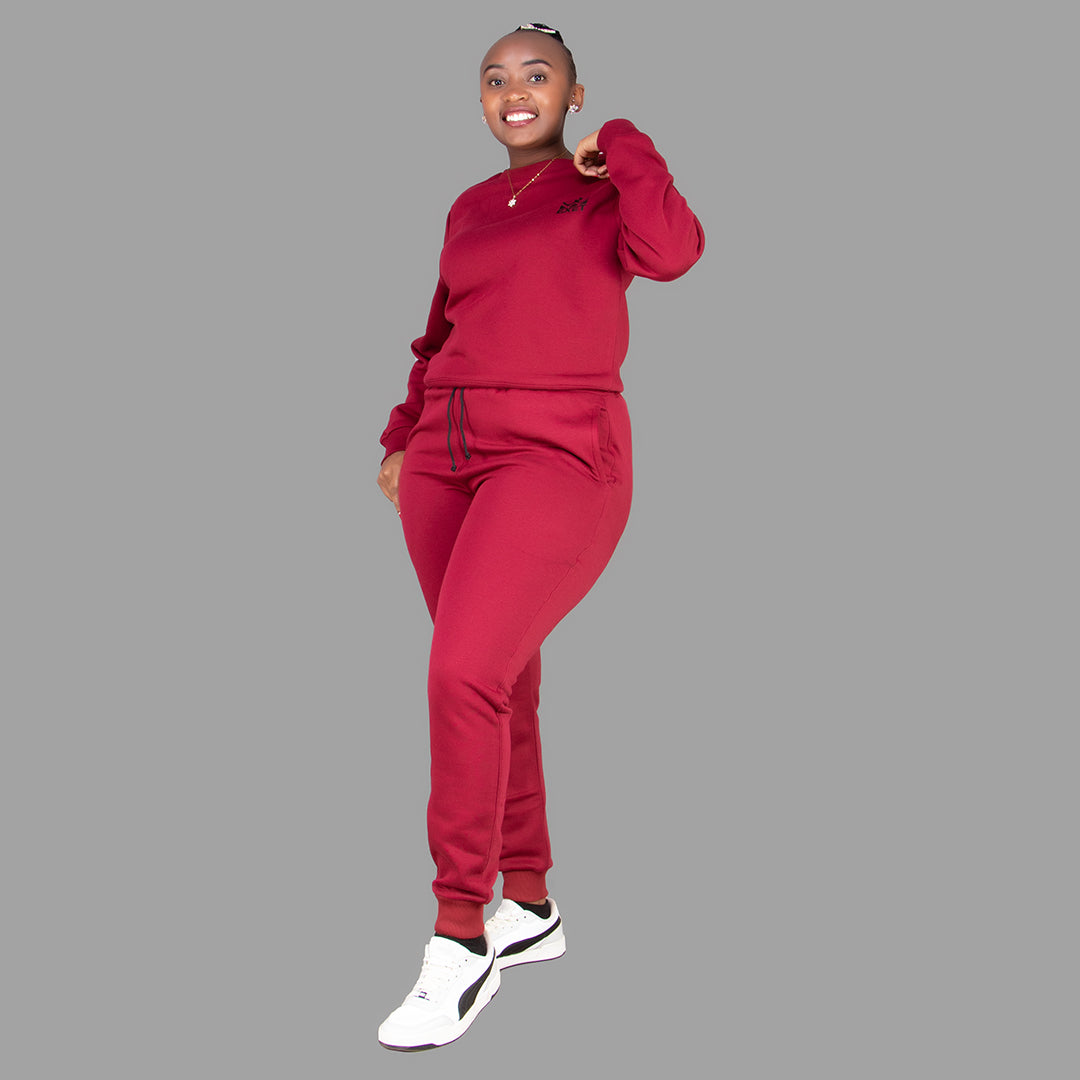 Women's Maroon Sweatshirt Set