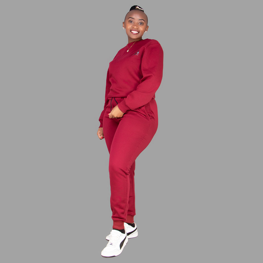 Women's Maroon Sweatshirt Set