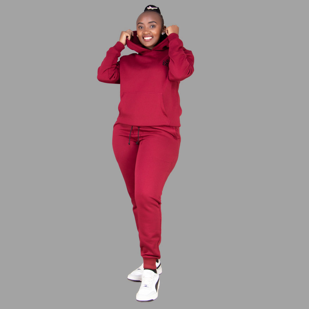 Women's Maroon Hoodie Set