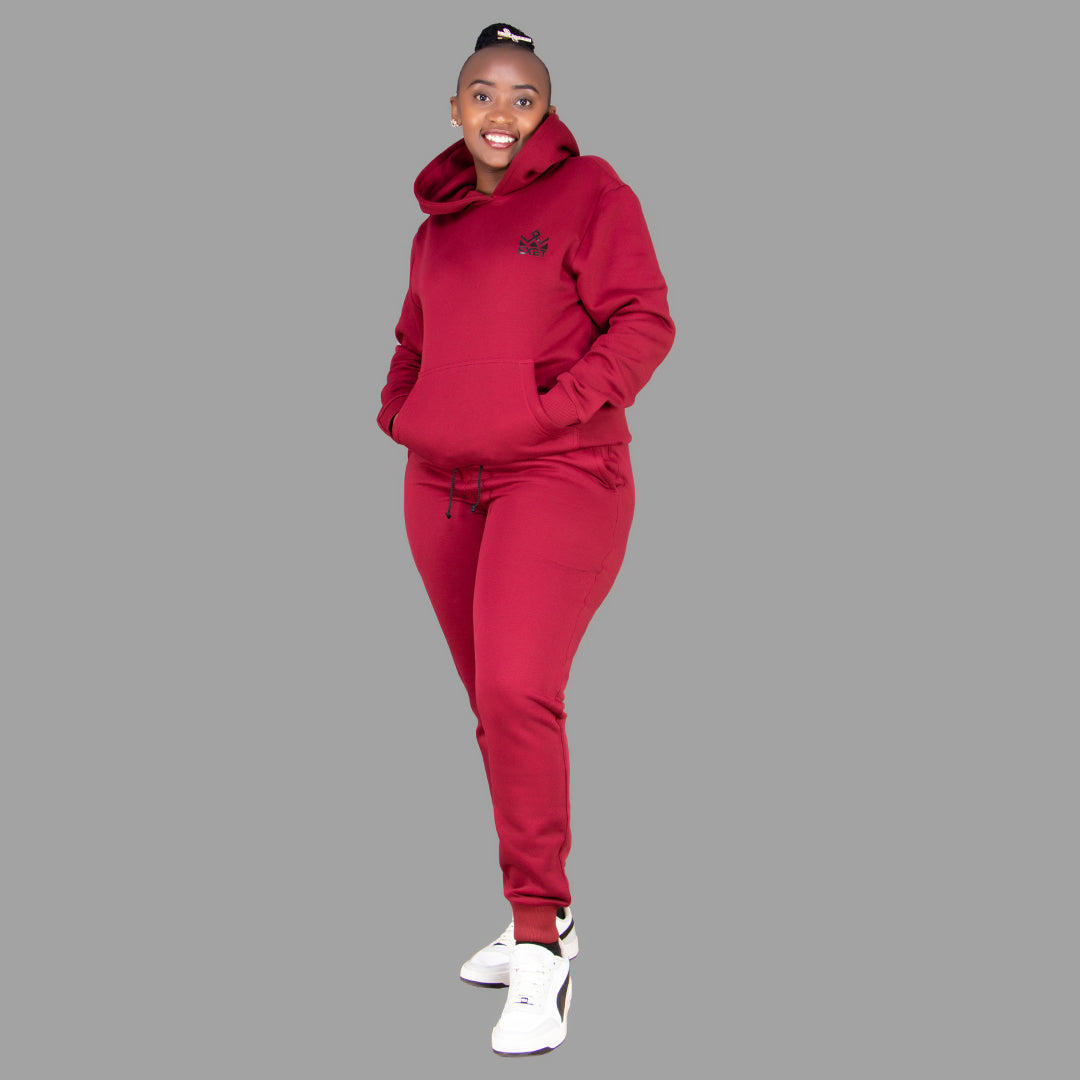 Women's Maroon Hoodie Set